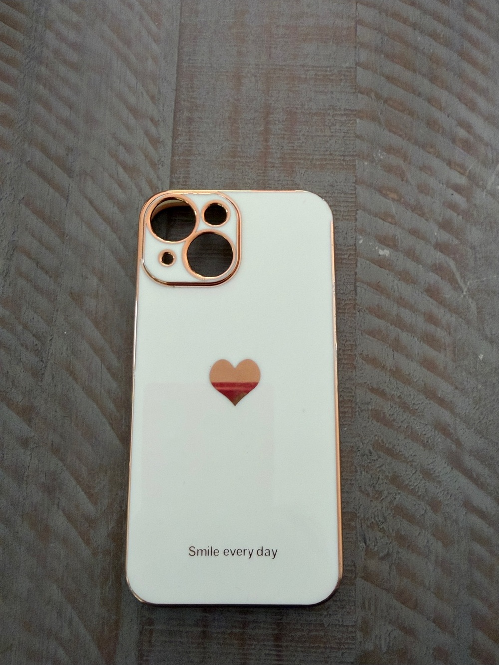 White Heart Accent Phone Case with Rose Gold Trim for IPhone Mini